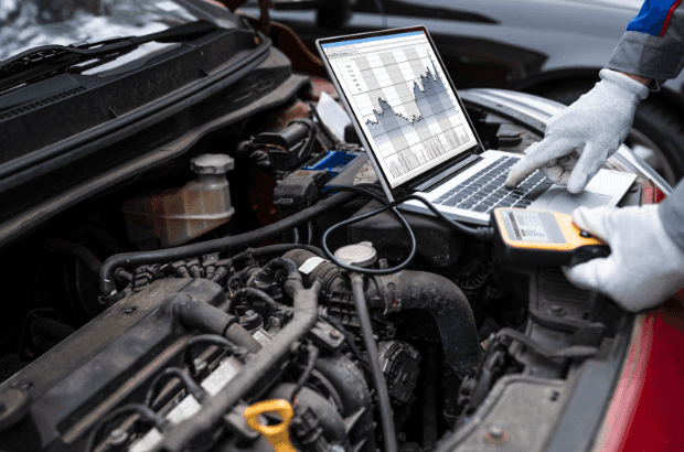 Multipoint inspection - Mechanic conducting multipoint inspection 