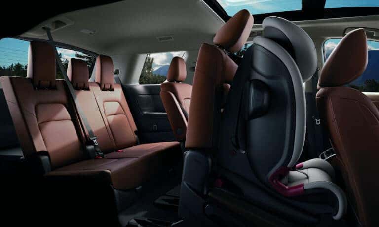 2024 Nissan Pathfinder Interior Seating With Carseat Tilted Forward