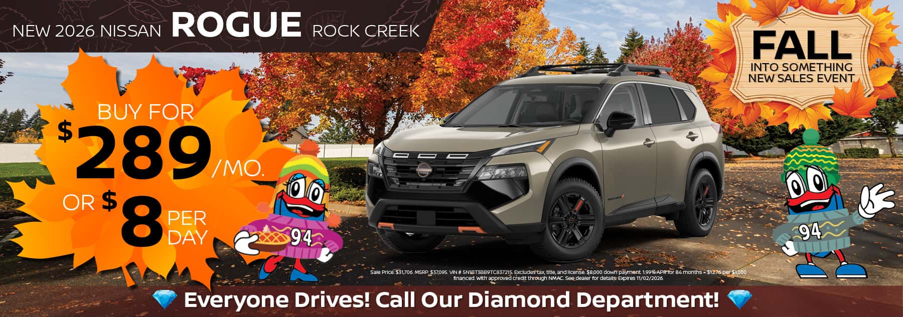 2026 Nissan Rogue Rock Creek Buy for $289/mo. | 94 Nissan of South Holland
