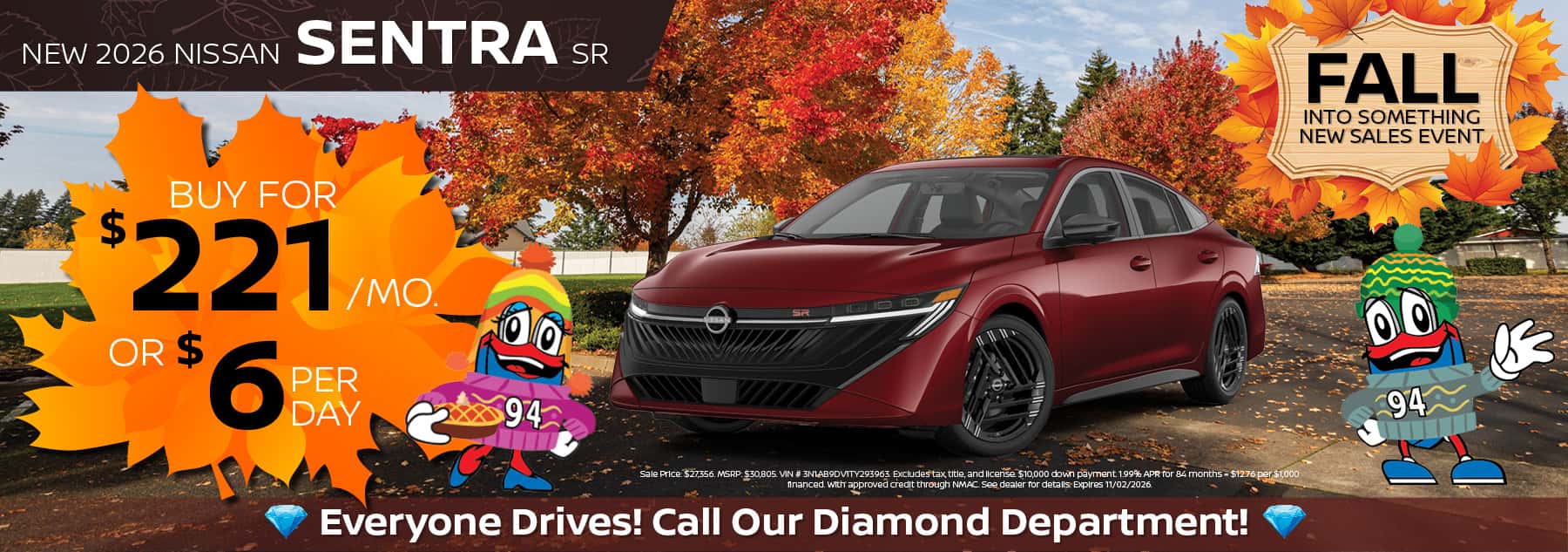 2026 Nissan Sentra Buy for $221/mo. | 94 Nissan of South Holland