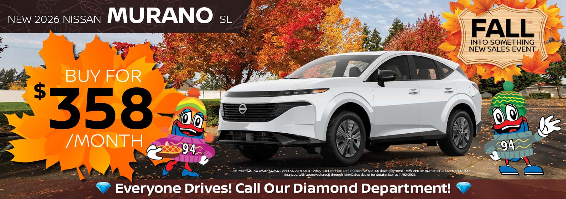 2026 Nissan Murano Buy for $358/mo. | 94 Nissan of South Holland