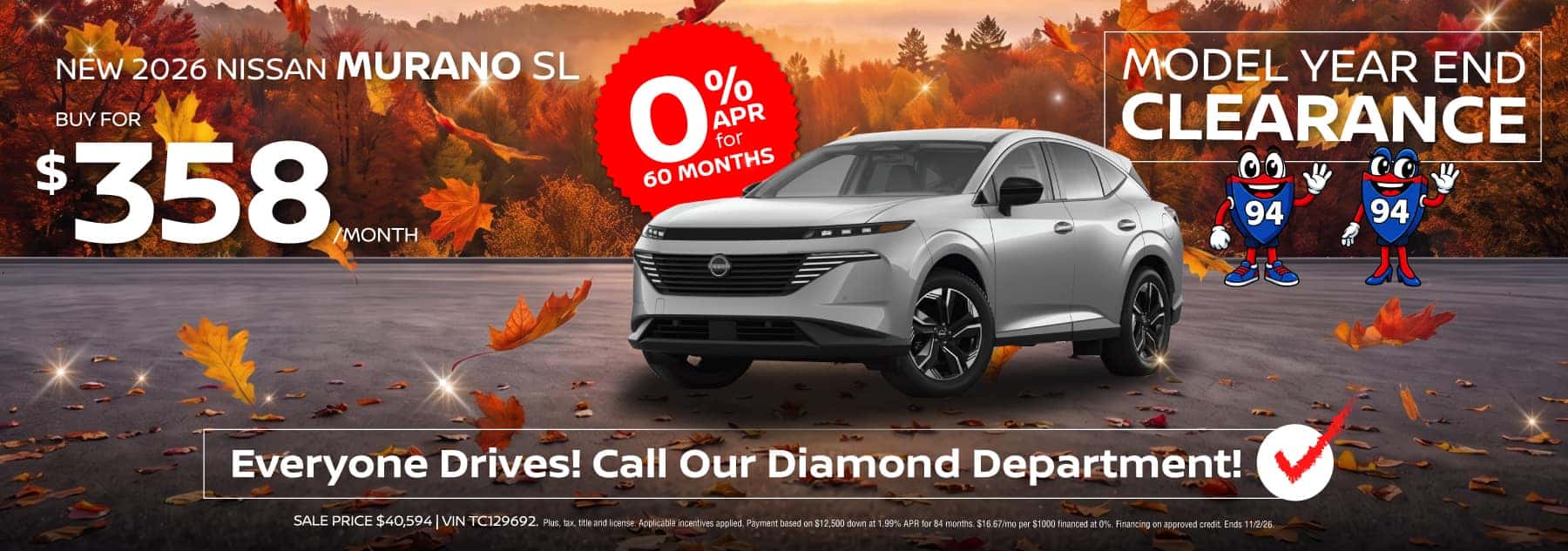 2026 Nissan Murano Buy for $358/month