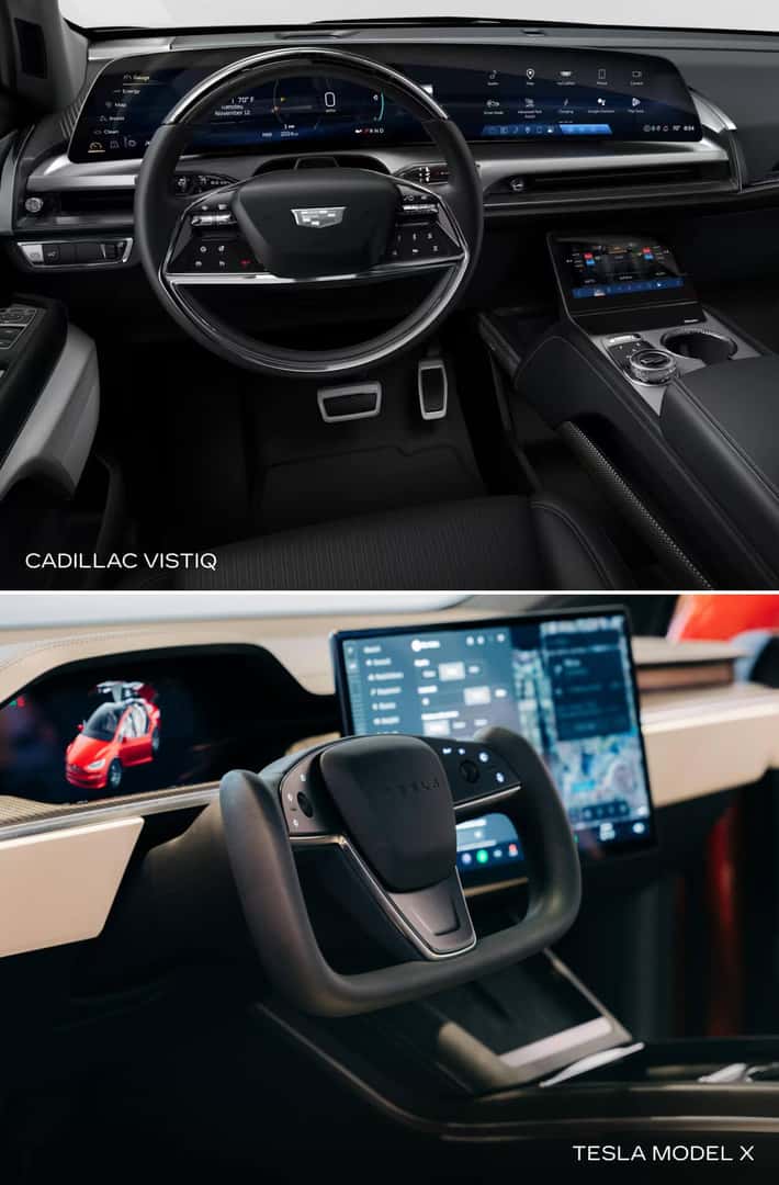 Cadillac VISTIQ vs. Tesla Model X Interior and Features