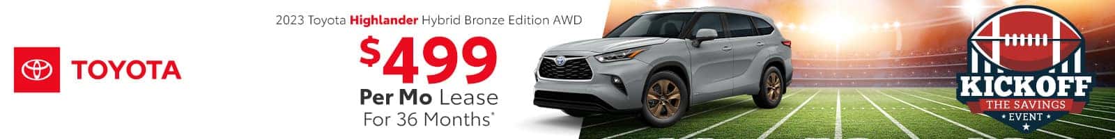 Best lease offer on a new 2023 Toyota Highlander near Columbus, IN