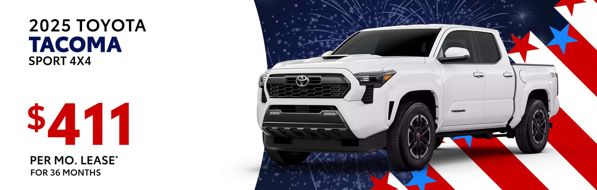 Best Lease offer on a new 2025 Toyota Tacoma Sport near Shelbyville, Indiana