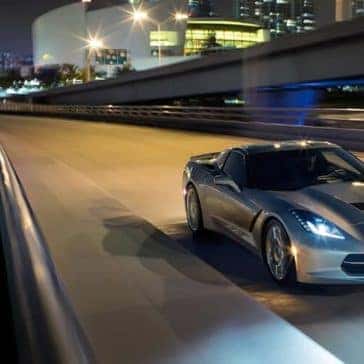 2018 Chevy Corvette Exterior Driving in the city at night
