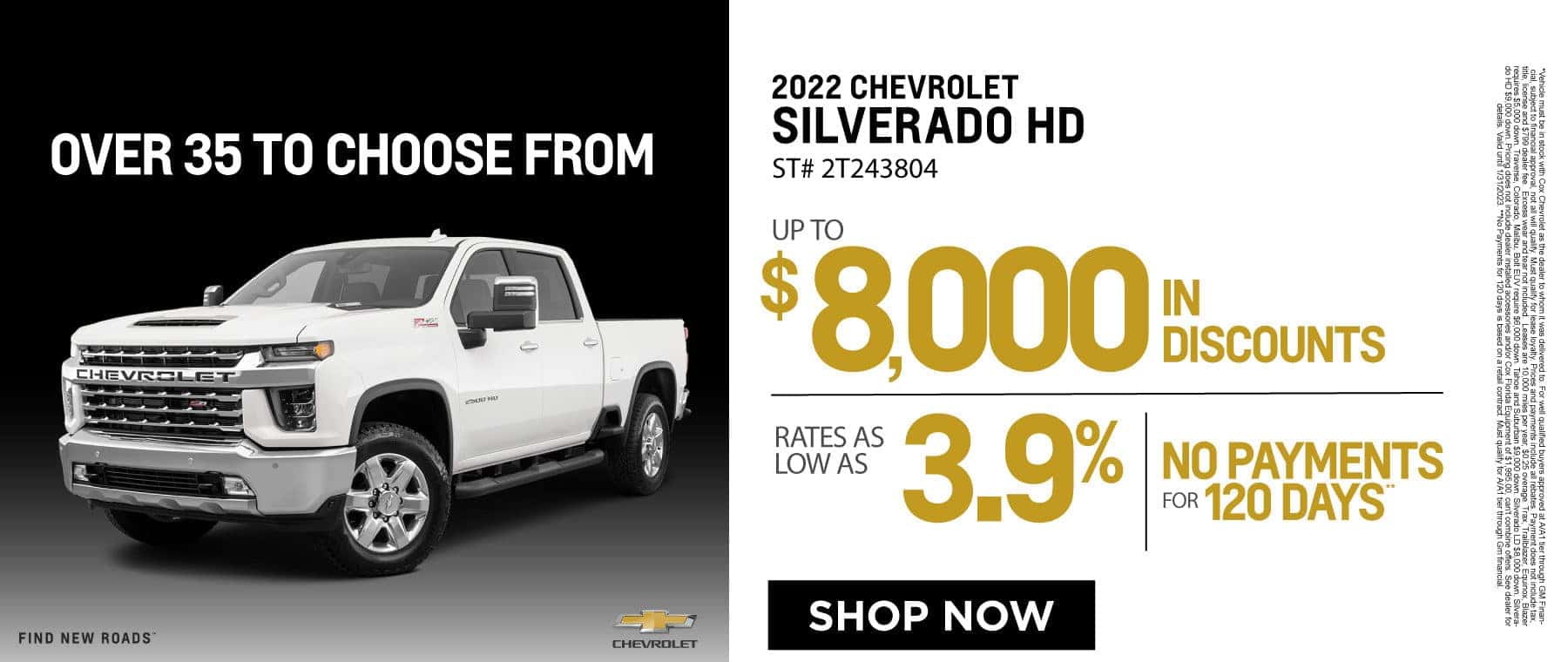 2022 Chevrolet Silverado HD Up to $8,000 In discounts - Rates as low as 3.9% - No payments for 120 days - Shop Now