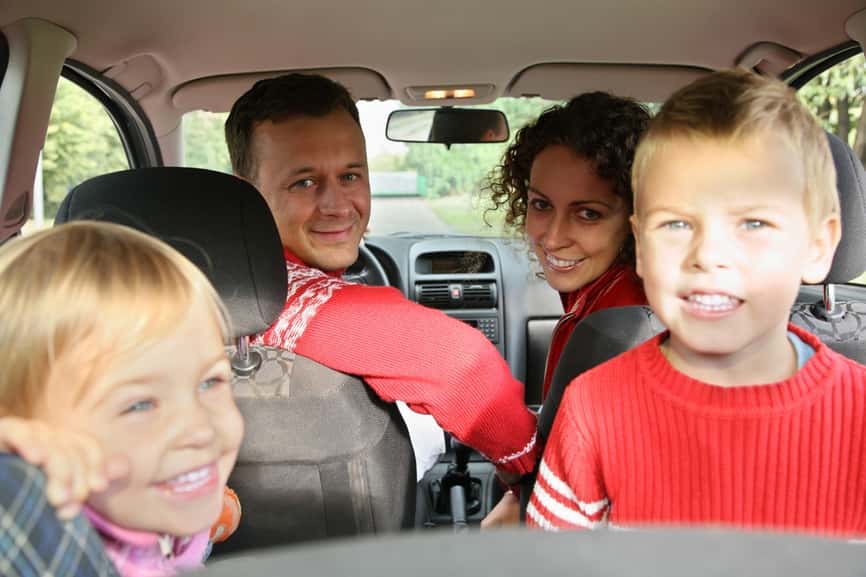 Kids in Backseat Family in Car