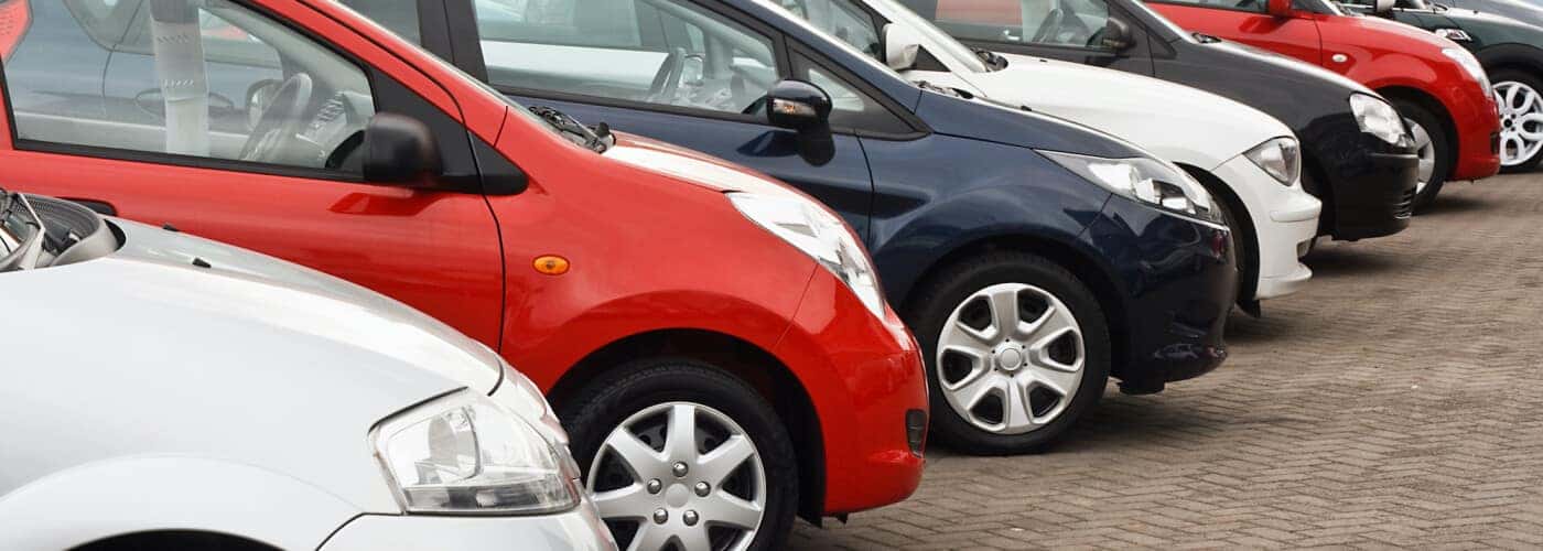 used cars on a vehicle lot