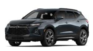 A grey 2022 Chevy Blazer RS is angled left.