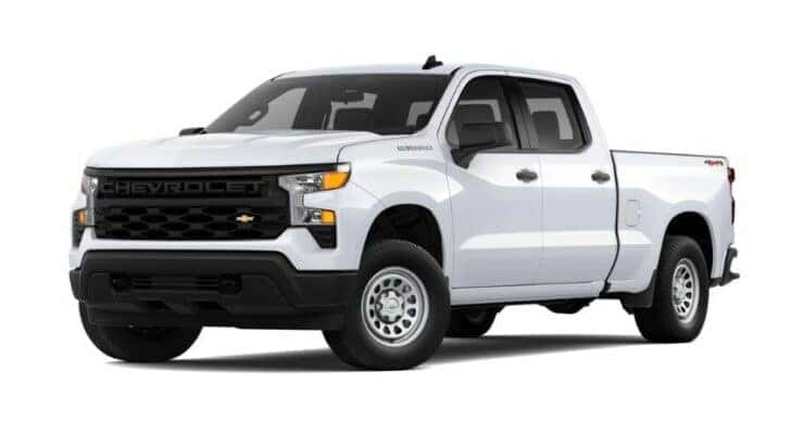 A white 2022 Chevy Silverado 1500 WT is angled left.