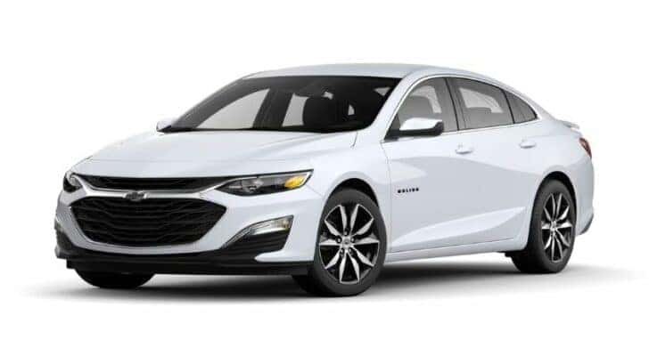 A white 2022 Chevy Malibu RS is angled left.