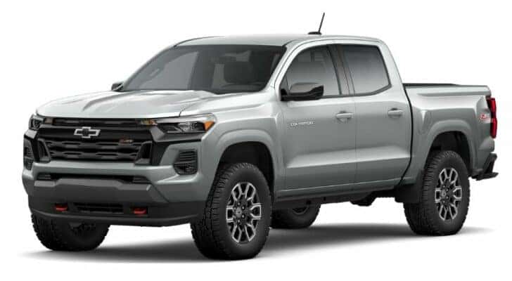 A silver 2023 Chevy Colorado Z71 is angled left.