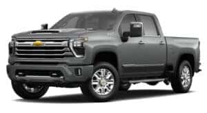 A grey 2024 Chevy Silverado 2500 HD High Country is angled left.