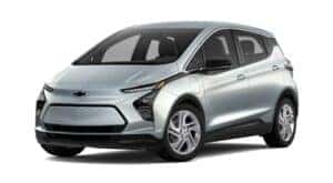 A silver 2023 Chevy Bolt EV 1LT is angled left.