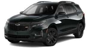 A black 2024 Chevy Equinox RS is angled left.