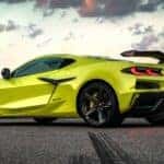 A yellow 2024 Chevy Corvette Z06 is shown parked.