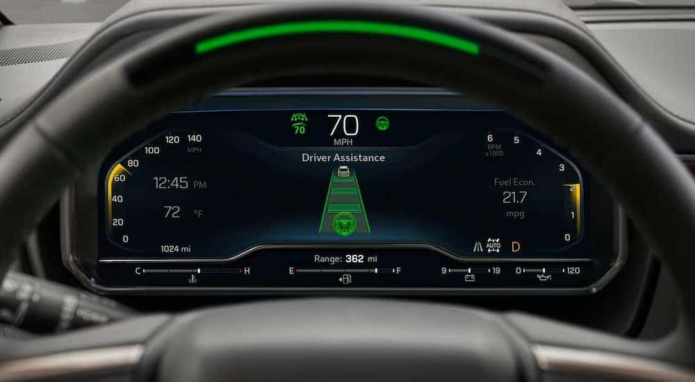 A close-up of the Super Cruise interface in a 2024 Chevy Tahoe.