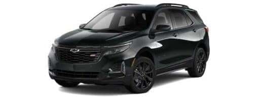 A black 2024 Chevy Equinox RS is shown angled left.