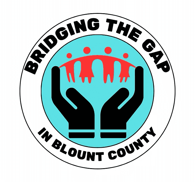 Bridging the Gap Blount County logo with hands holding people figures standing together
