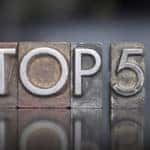Blocks with the words "Top 5" written on them in letterpress type