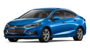 A blue 2016 Chevy Cruze is angled left.