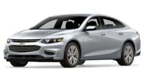 A silver 2016 Chevy Malibu is angled left.