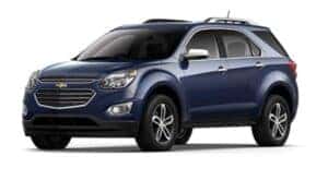 A blue 2016 Chevy Equinox is angled left.