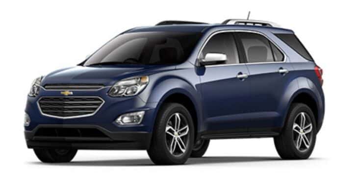 A blue 2016 Chevy Equinox is angled left.
