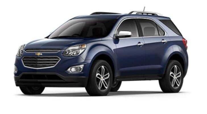 A blue 2017 Chevy Equinox is angled left.