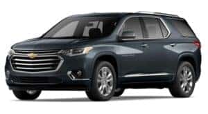 A grey 2018 Chevy Traverse is angled left.