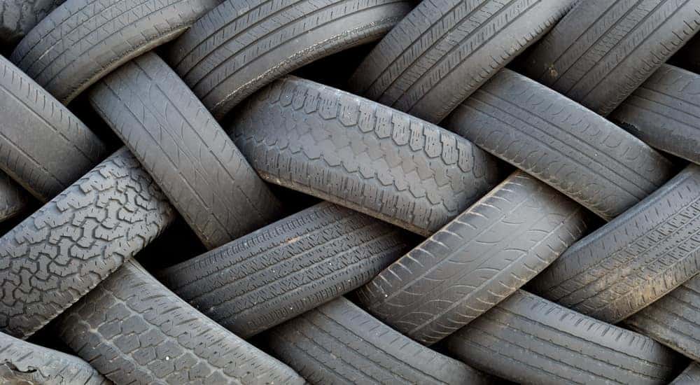 Intertwined worn-out, old tires