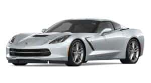 A silver 2017 Chevy Corvette is angled left.
