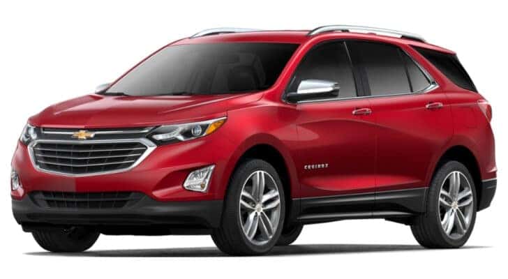 A red 2018 Chevy Equinox is angled left.