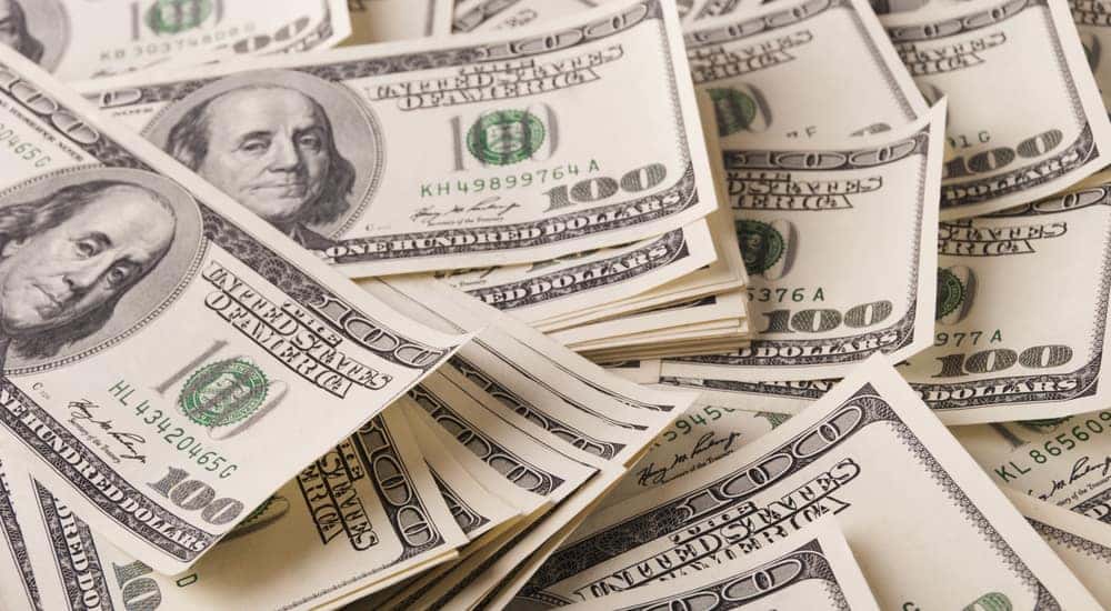 Pile of one-hundred dollar bills