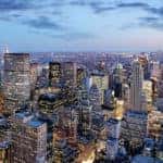 Skyline of tall buildings in New York City
