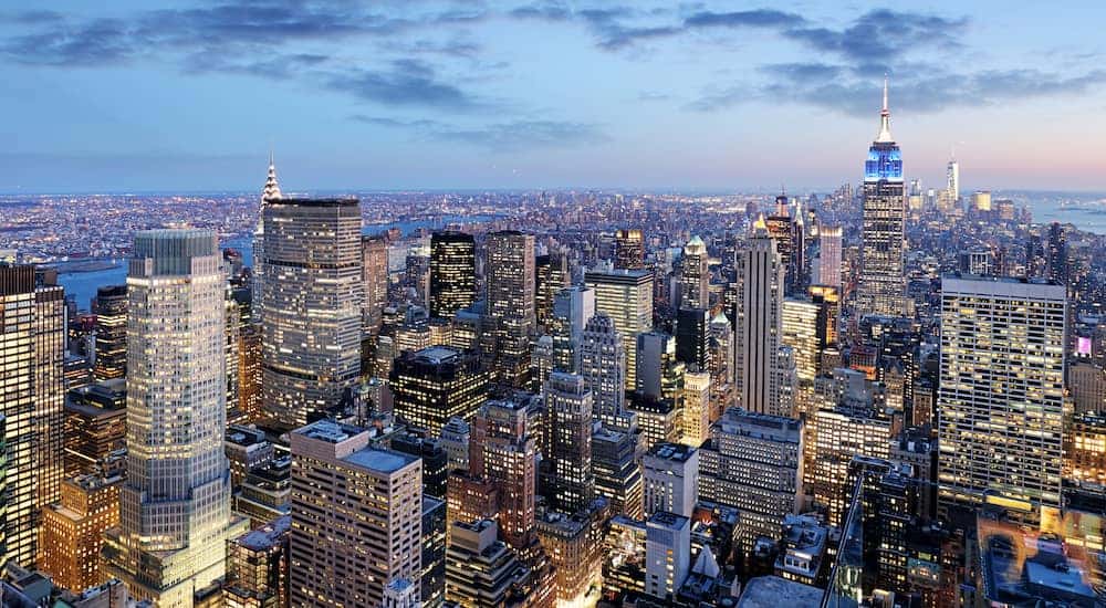 Skyline of tall buildings in New York City
