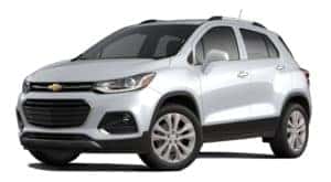 A white 2020 Chevy Trax is facing left.