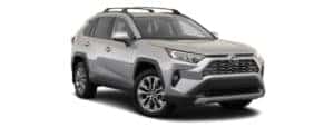 A silver 2020 Toyota RAV4 is facing right.