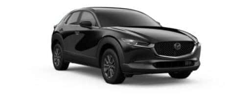 A black 2020 Mazda CX-30 is angled right.