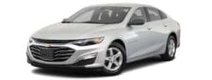 A white 2020 Chevy Malibu is angled left.