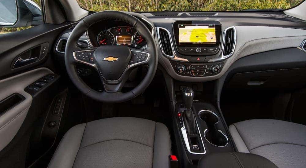 The black and gray interior is shown in a 2020 Chevy Equinox.