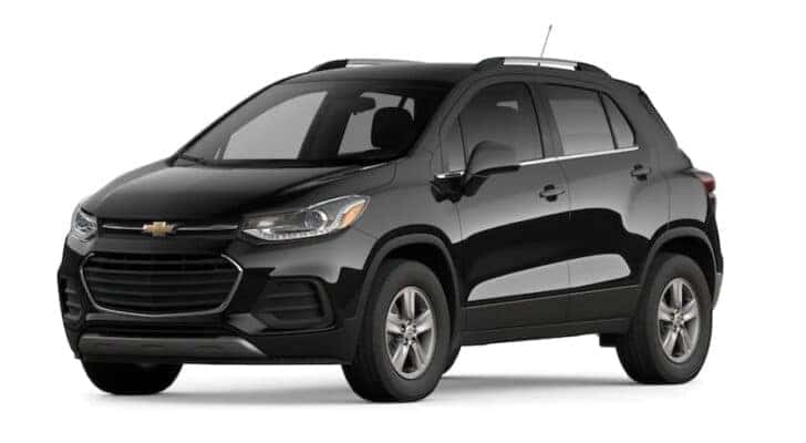 A black 2021 Chevy Trax is angled left.