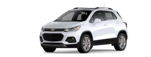 A white 2021 Chevy Trax is angled left.