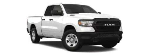 White 2021 Ram 1500 angled right