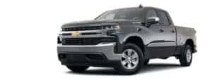 A bacl 2021 Chevy Silverado 1500 is angled left.