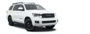 A white 2021 Toyota Sequoia is angled right.