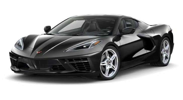 A black 2021 Chevy Corvette 1LT is angled left.