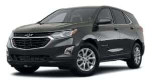 A dark gray 2021 Chevy Equinox is angled left.