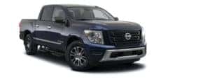 A dark blue 2021 Nissan Titan SV is angled right.